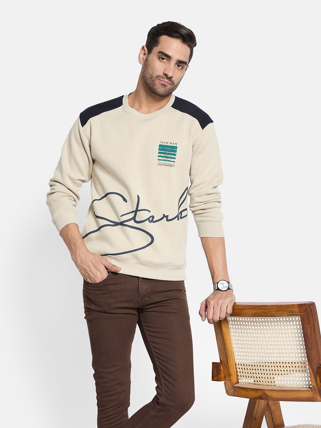 Octave Men Colourblocked Pullover Sweatshirt