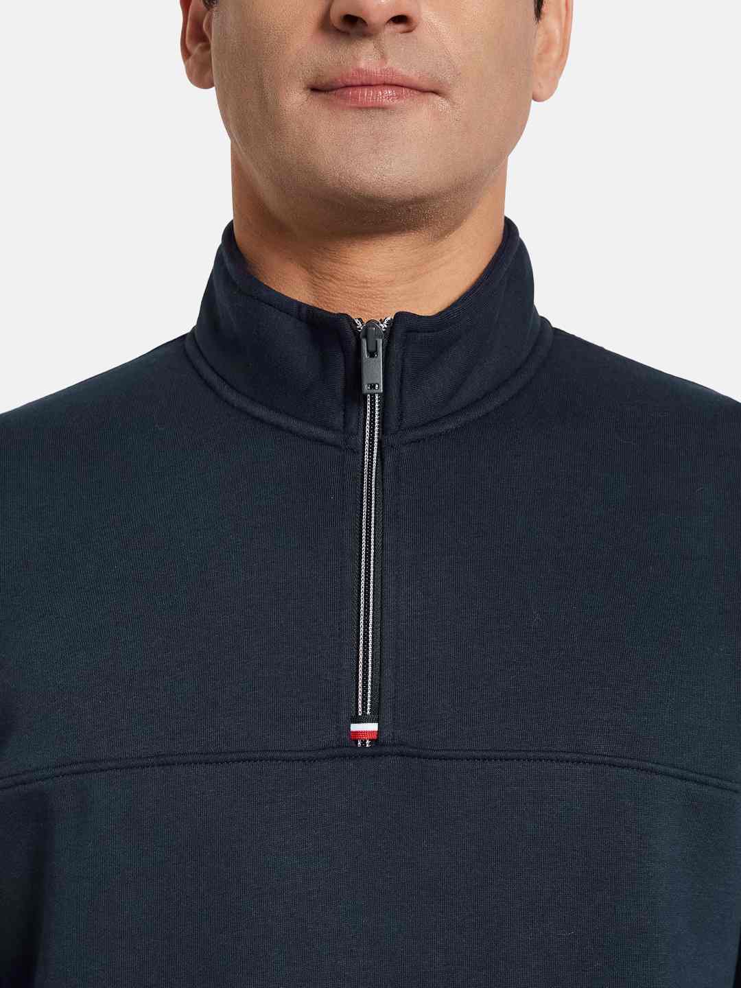 Octave Men Long Sleeves Mandarin Collar Front-Open Sweatshirt