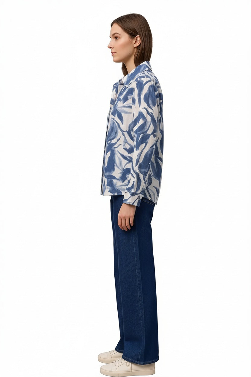 Women Floral Polo Neck Shirt