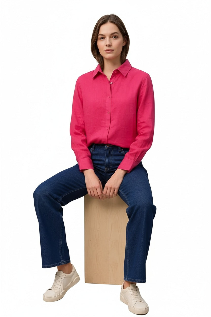 Women Solid Polo Neck Shirt