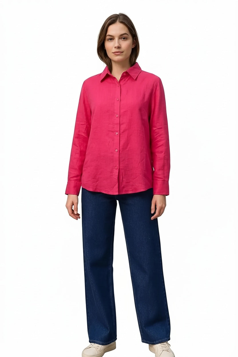 Women Solid Polo Neck Shirt