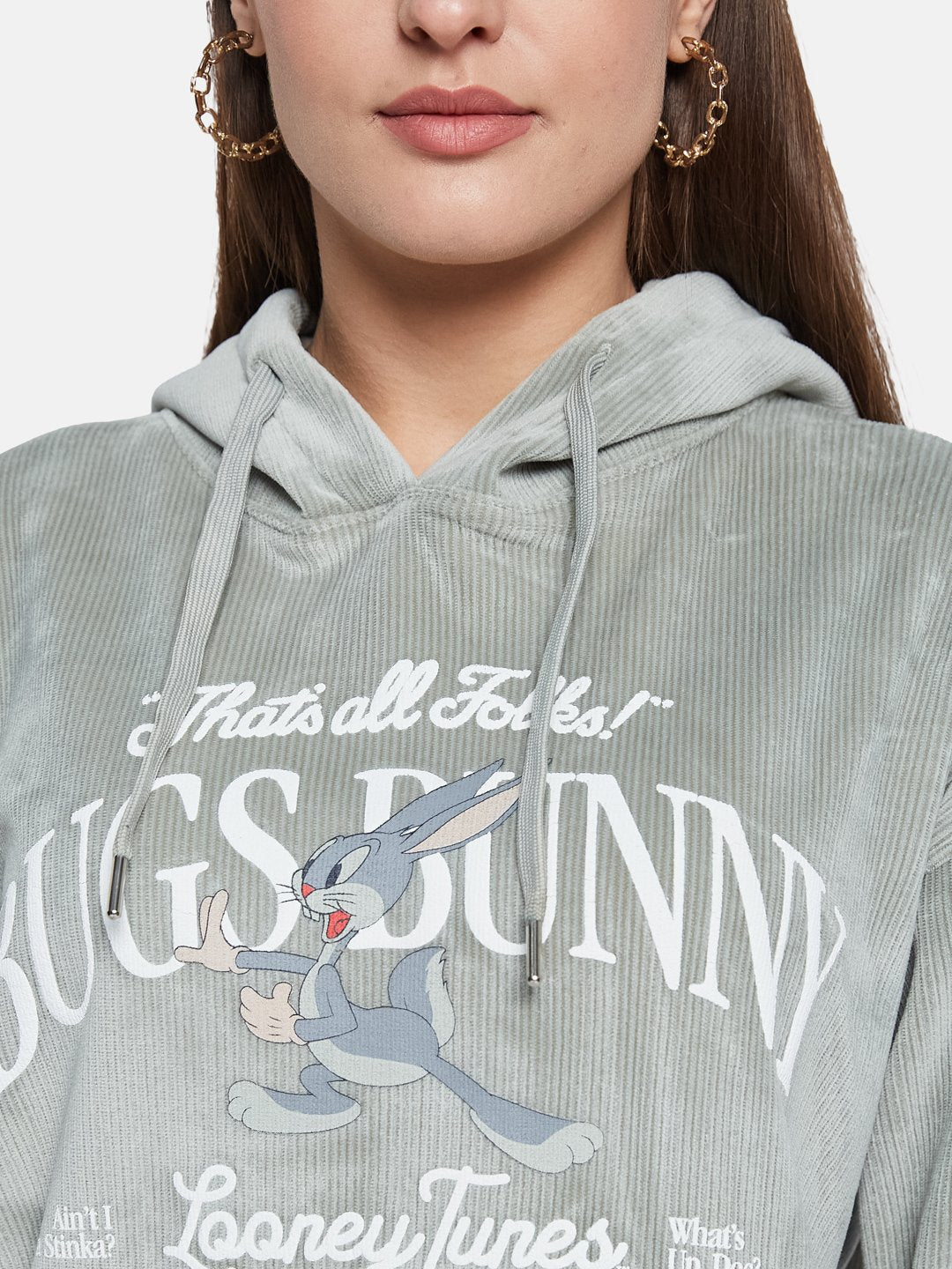 METTLE Women Graphic Printed Hooded Sweatshirt