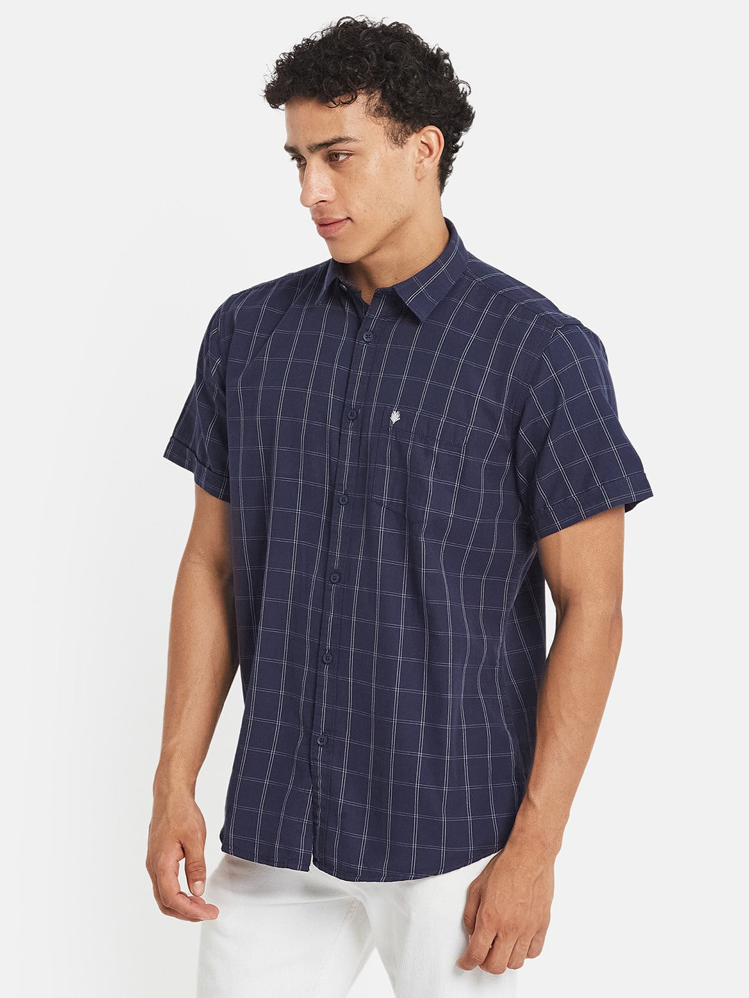 METTLE Checked Short Sleeves Cotton Shirt