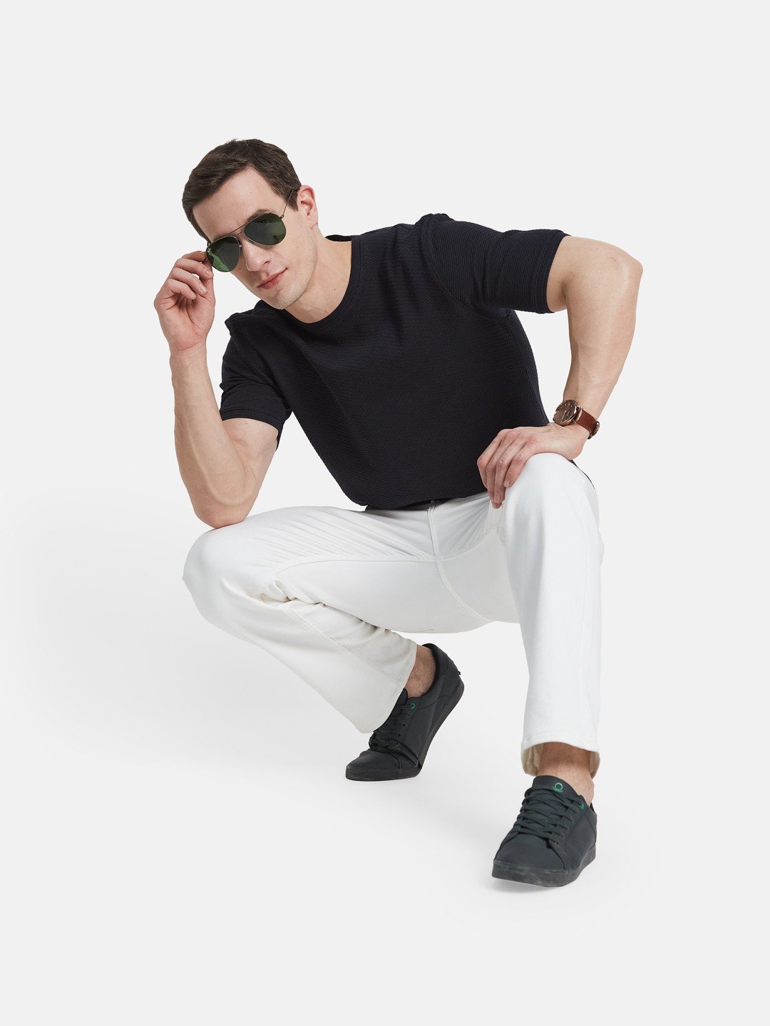 STRUCTURE ROUND NECK BUBBLE KNIT T-SHIRT