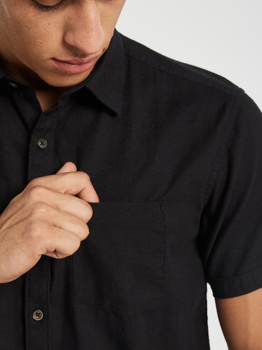 METTLE Spread Collar Cotton Casual Shirt