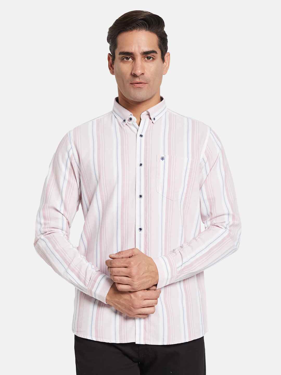 METTLE Men Multi Stripes Opaque Striped Casual Shirt