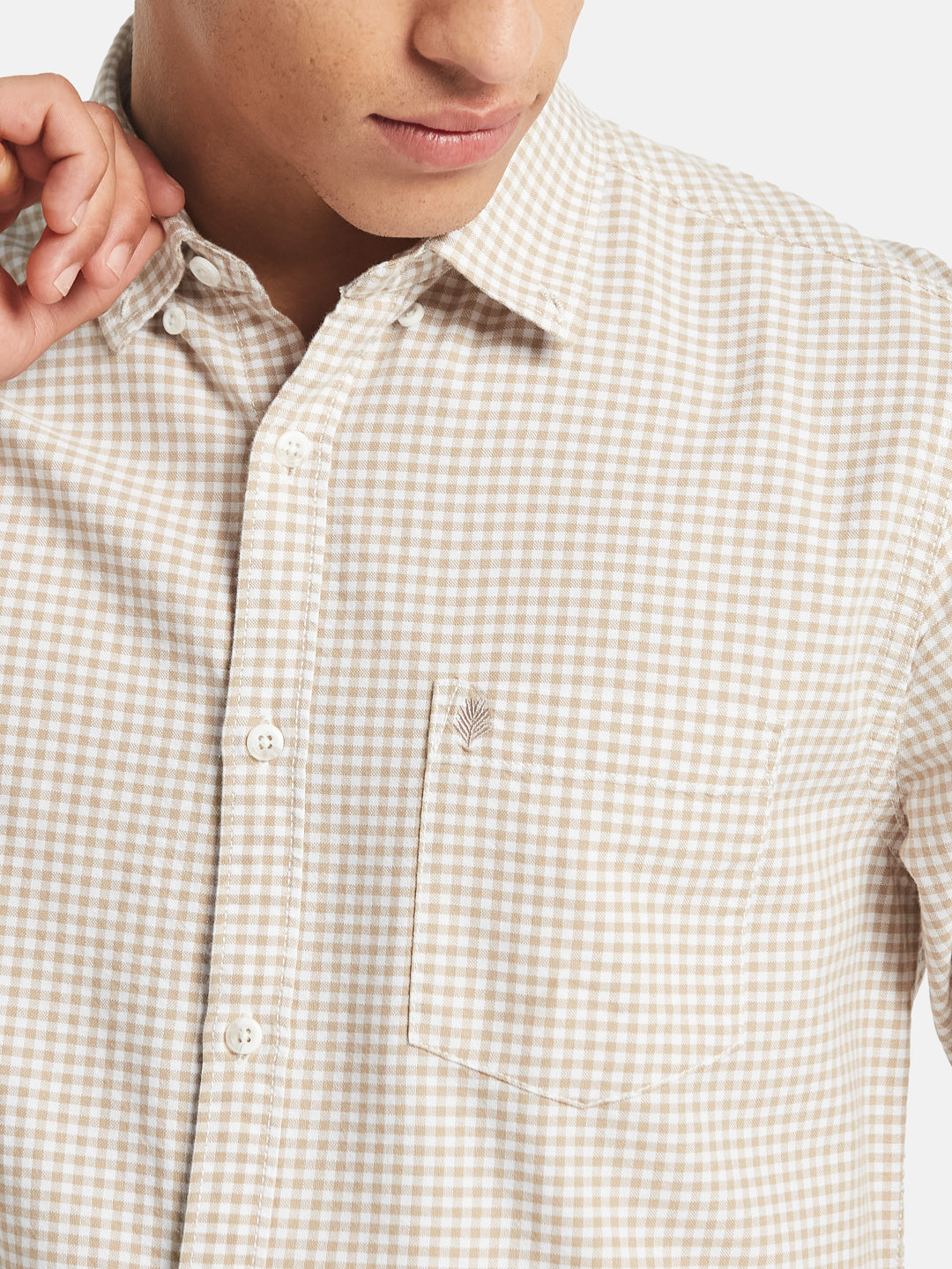 METTLE SS25 Checked Spread Collar Cotton Casual Shirt