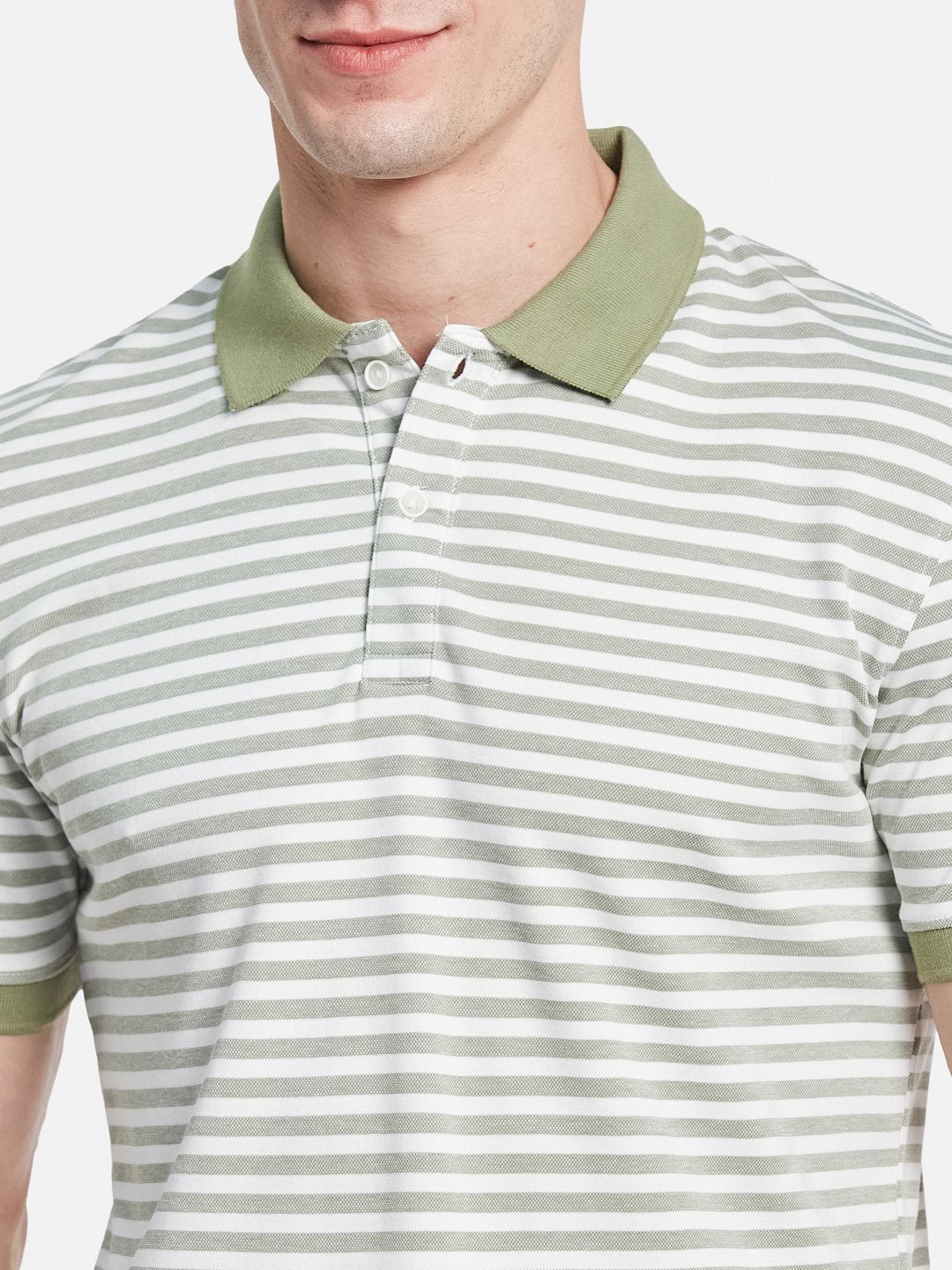 Octave Men Striped Polo Collar T-shirt