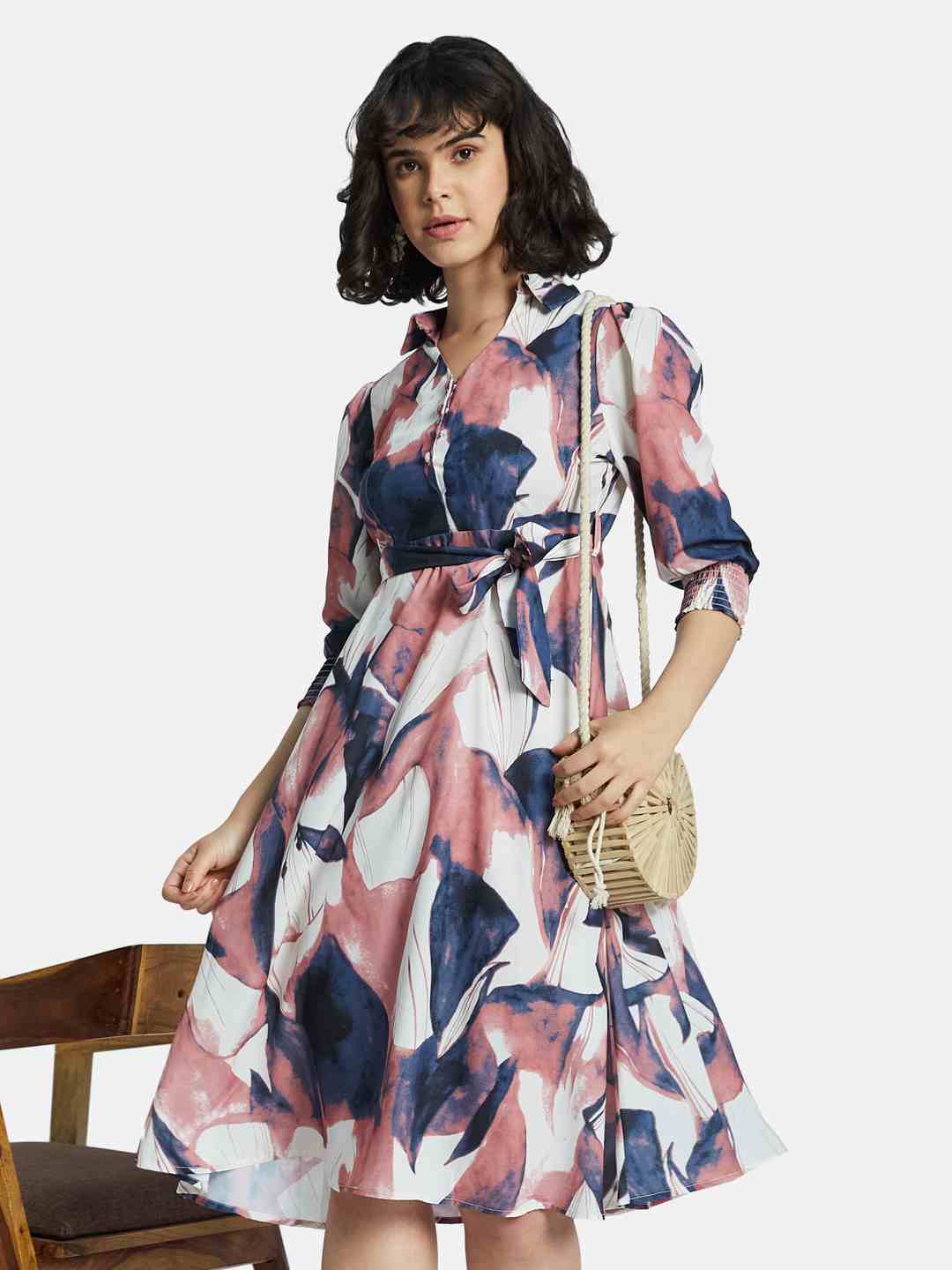 METTLE Floral Print Fit & Flare Dress