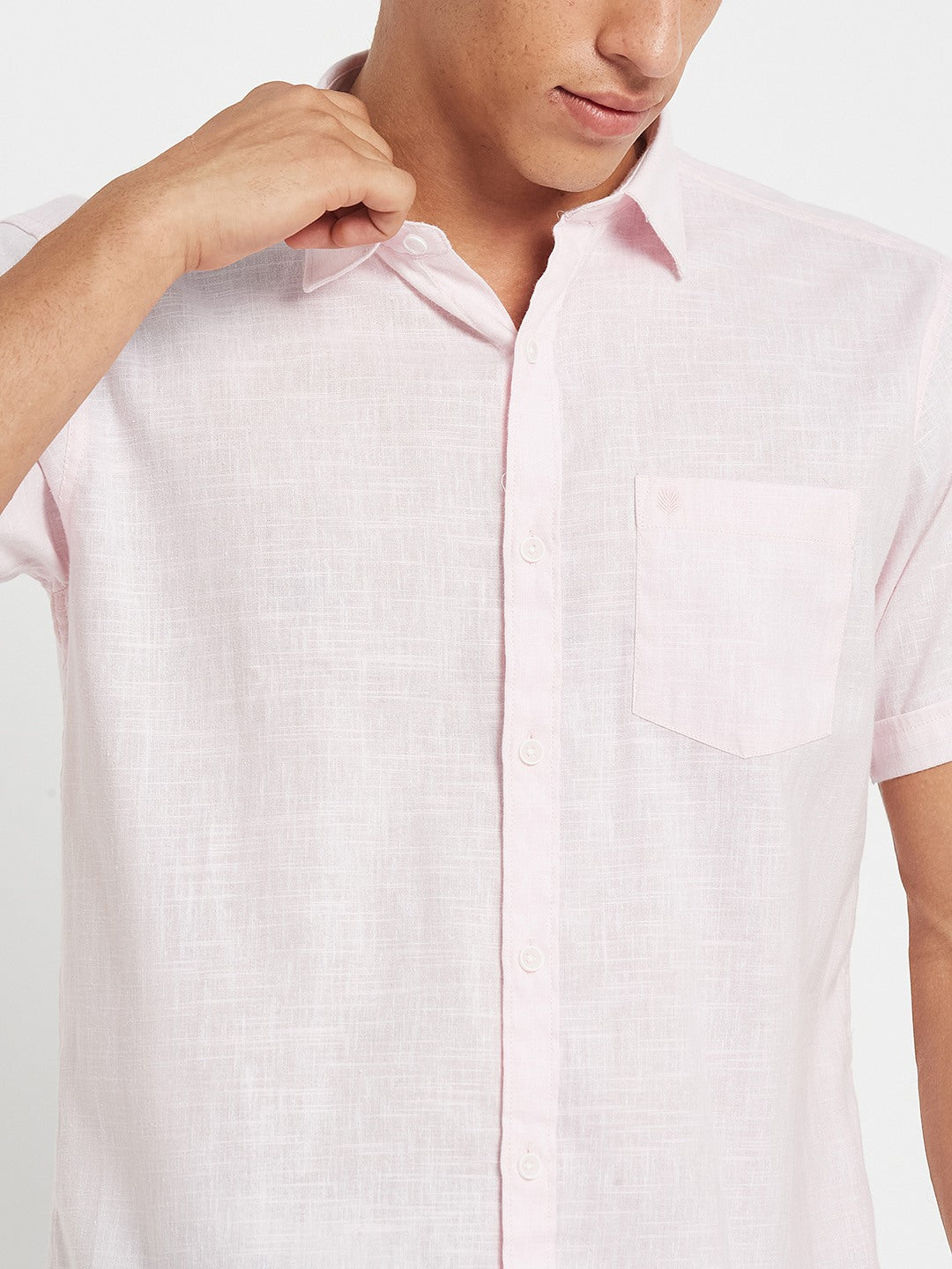 METTLE Men Solid Spread Collar Cotton Casual Shirt