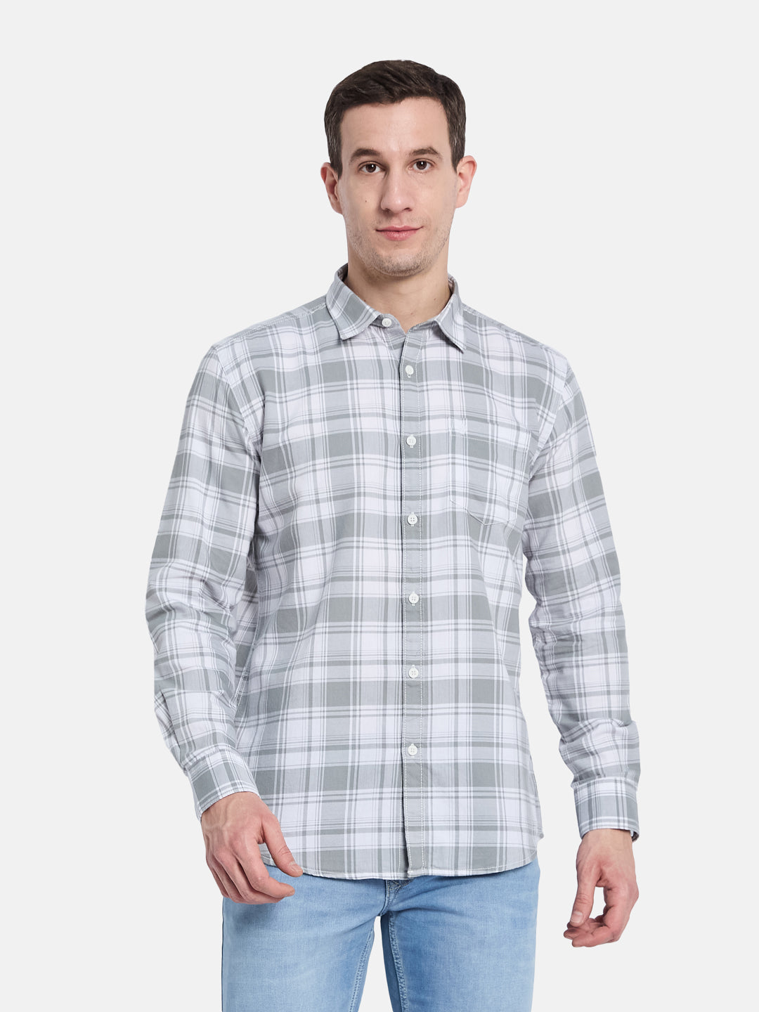 METTLE Men Opaque Checked Casual Shirt