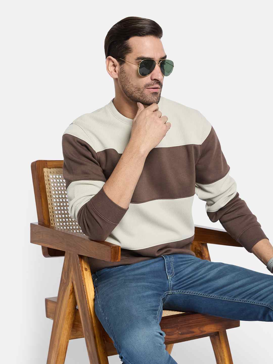 Octave Men Colourblocked Pullover Sweatshirt