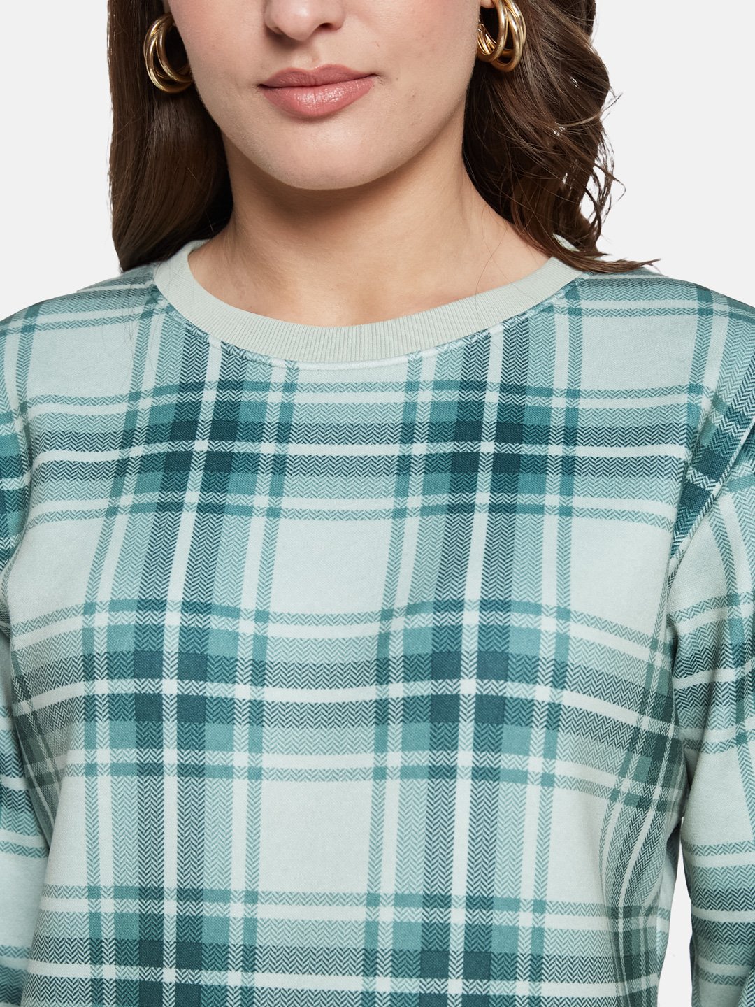 METTLE Women Checked Sweatshirt