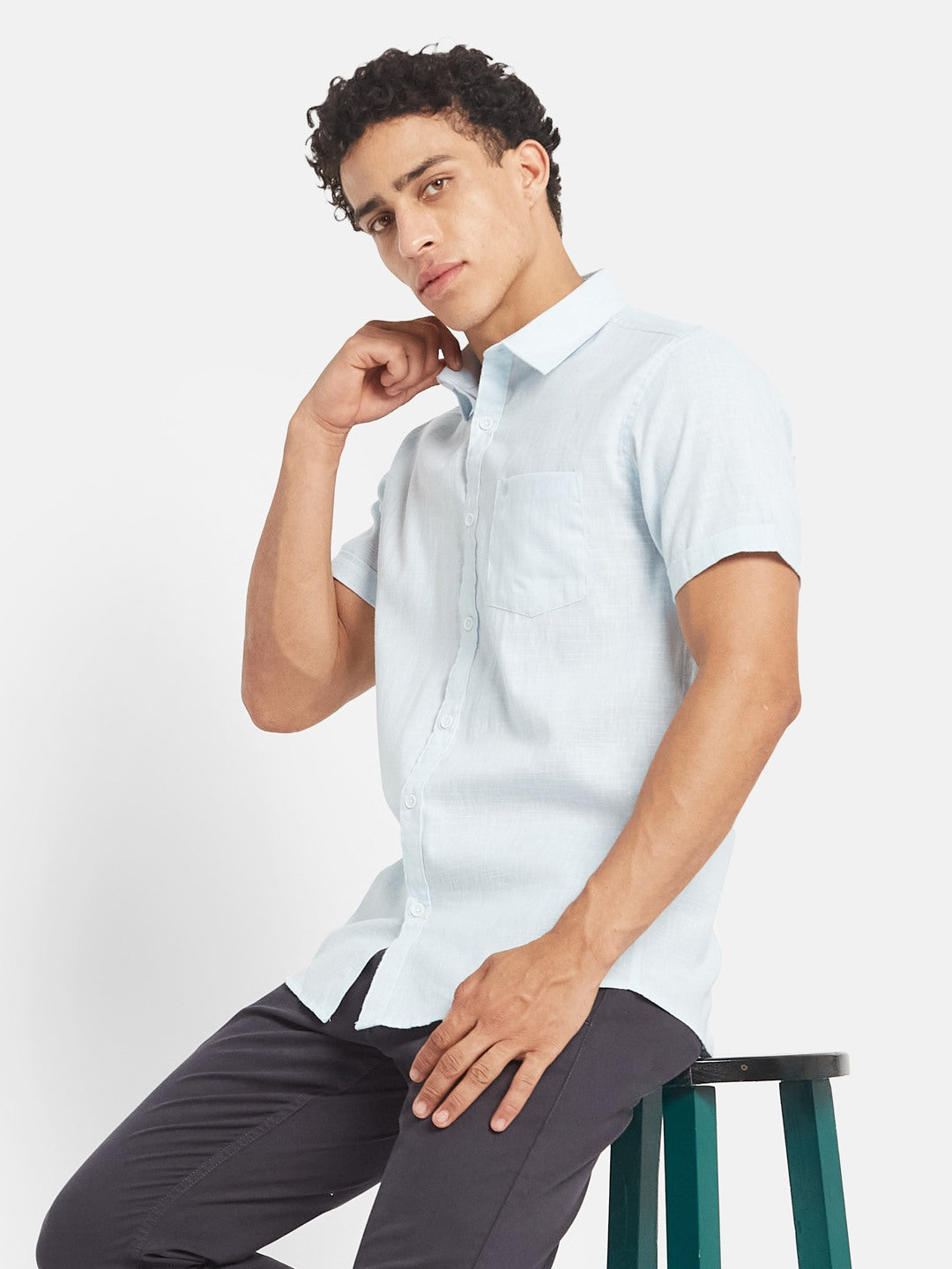 METTLE SS25 Spread Collar Cotton Casual Shirt