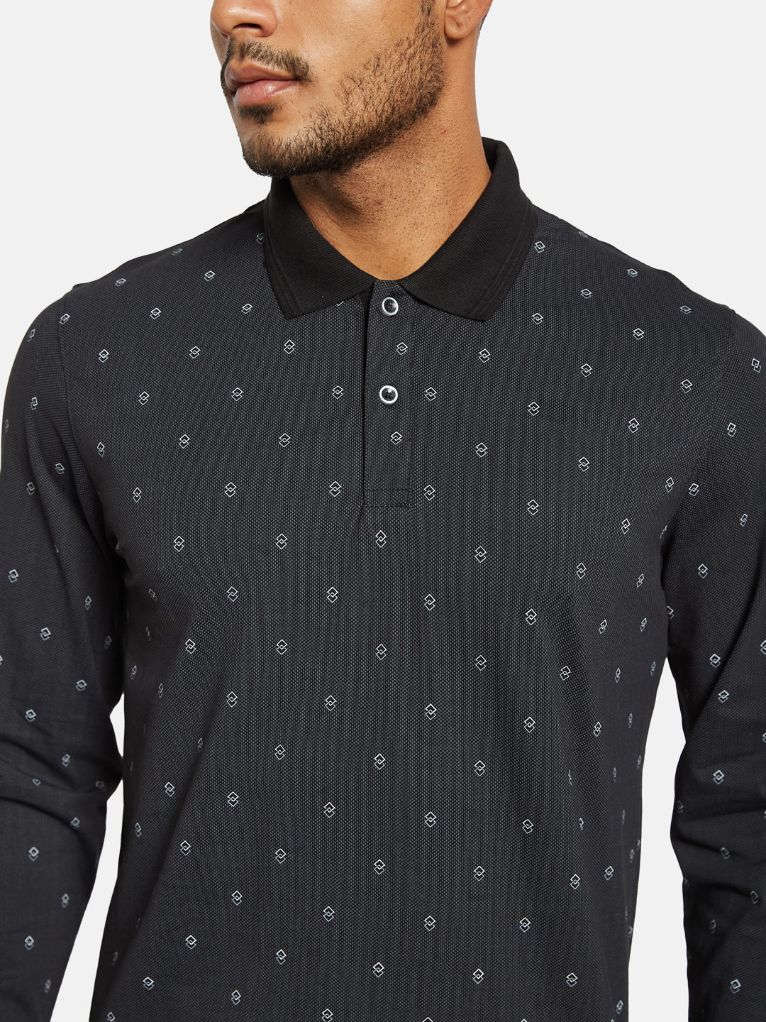 METTLE Men Printed Polo Collar T-shirt