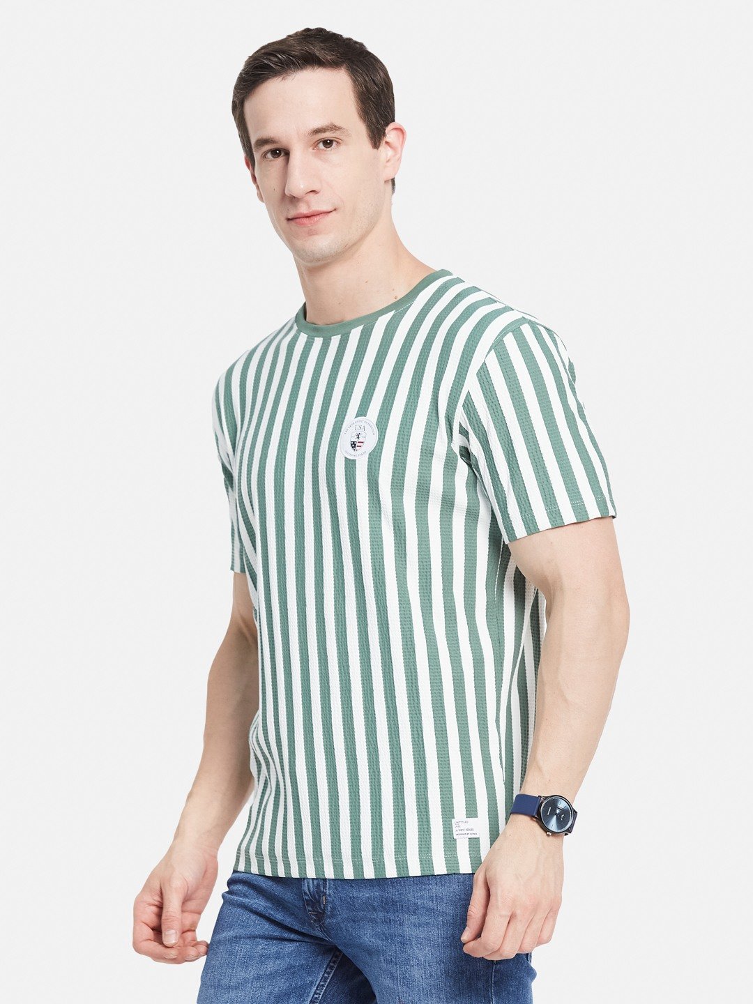 Octave Men Striped Monochrome T-shirt