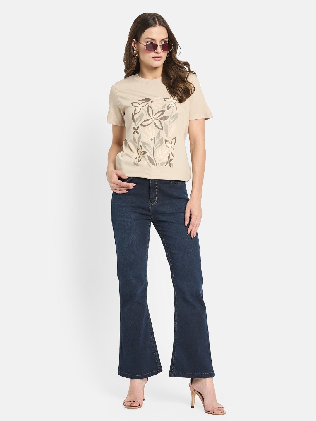 METTLE Women Bootcut Light Fade Stretchable Jeans