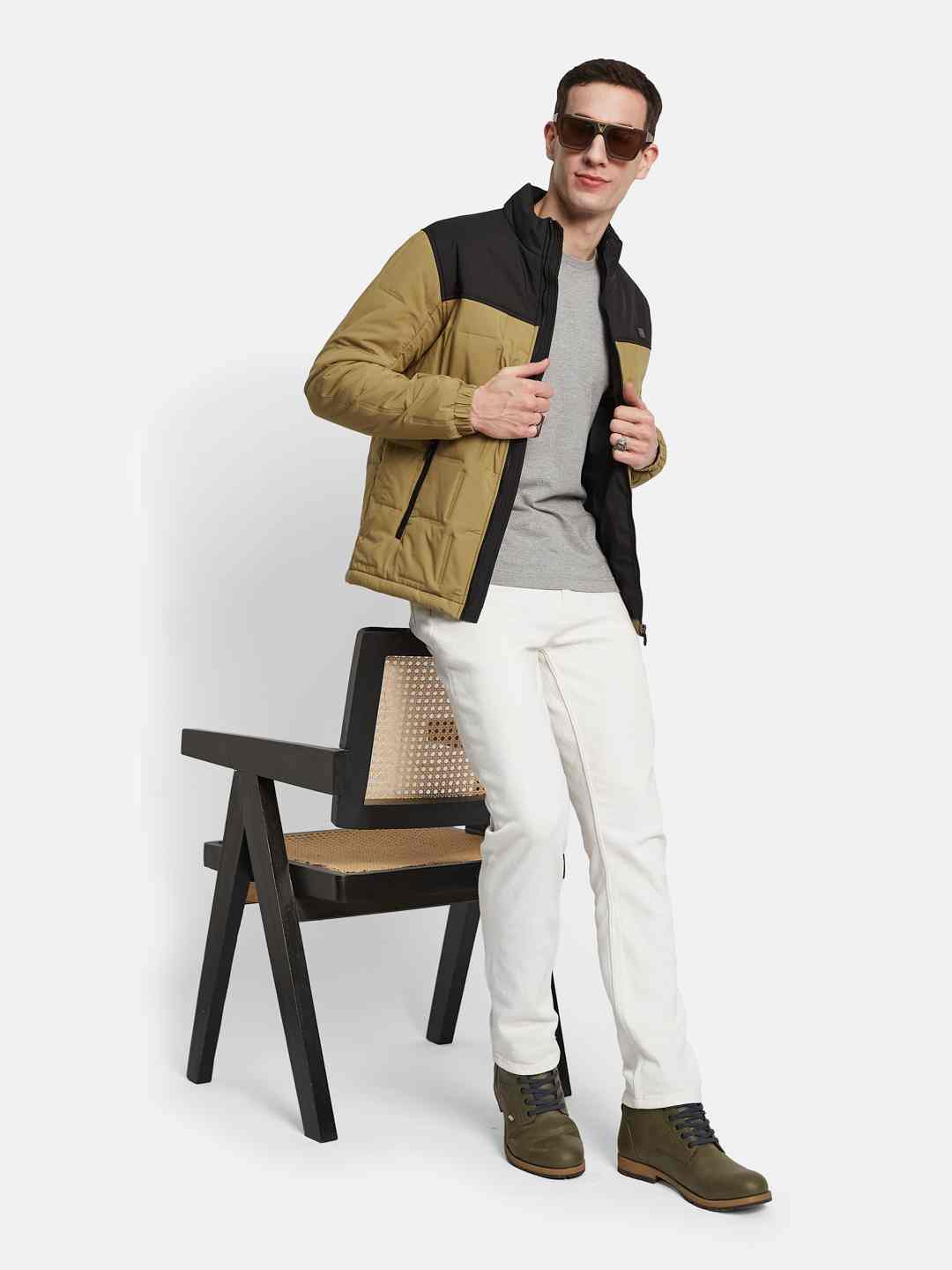 METTLE Men Colourblocked Bomber Jacket