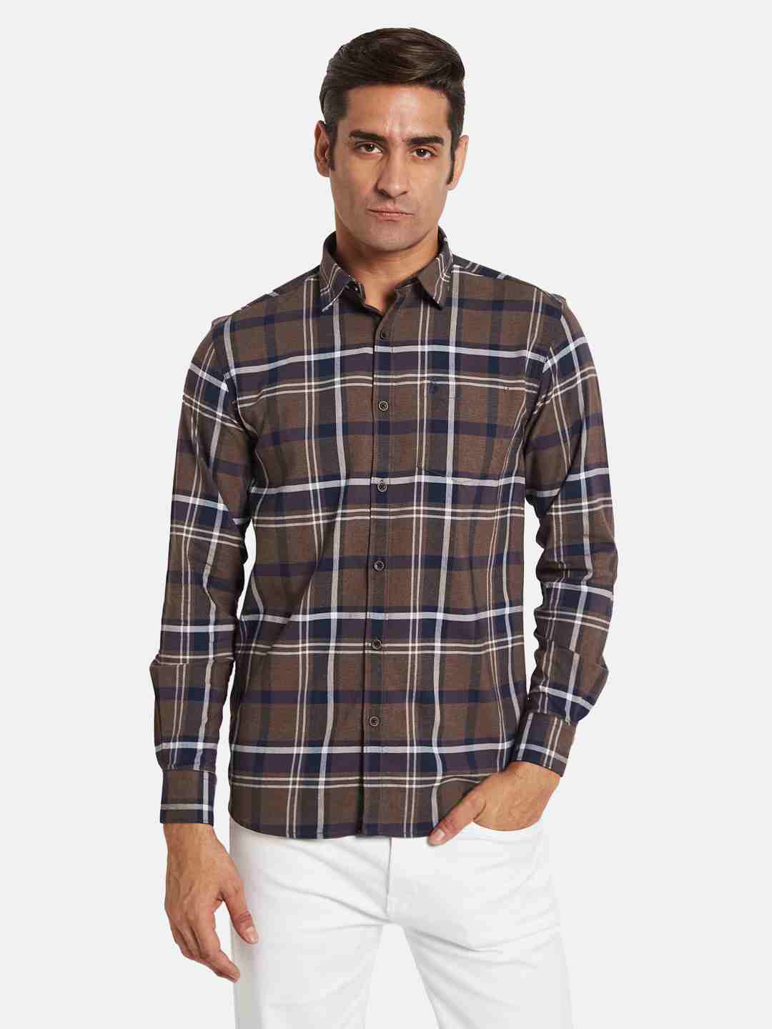 METTLE Men Opaque Checked Casual Shirt