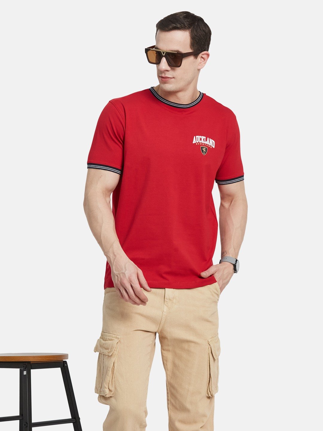 BACK PRINT ROUND NECK SINGLE JERSEY KNIT LYCRA T-SHIRT