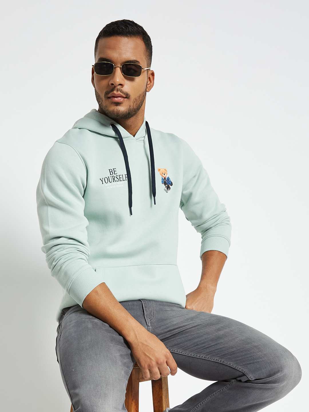 Octave Men Printed Hooded Sweatshirt