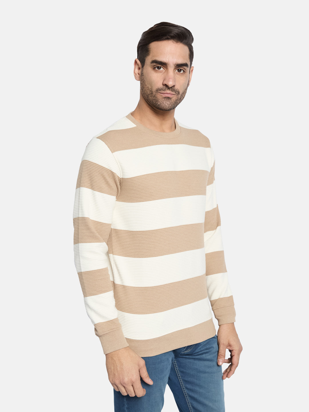 Octave Men Striped Sweatshirt