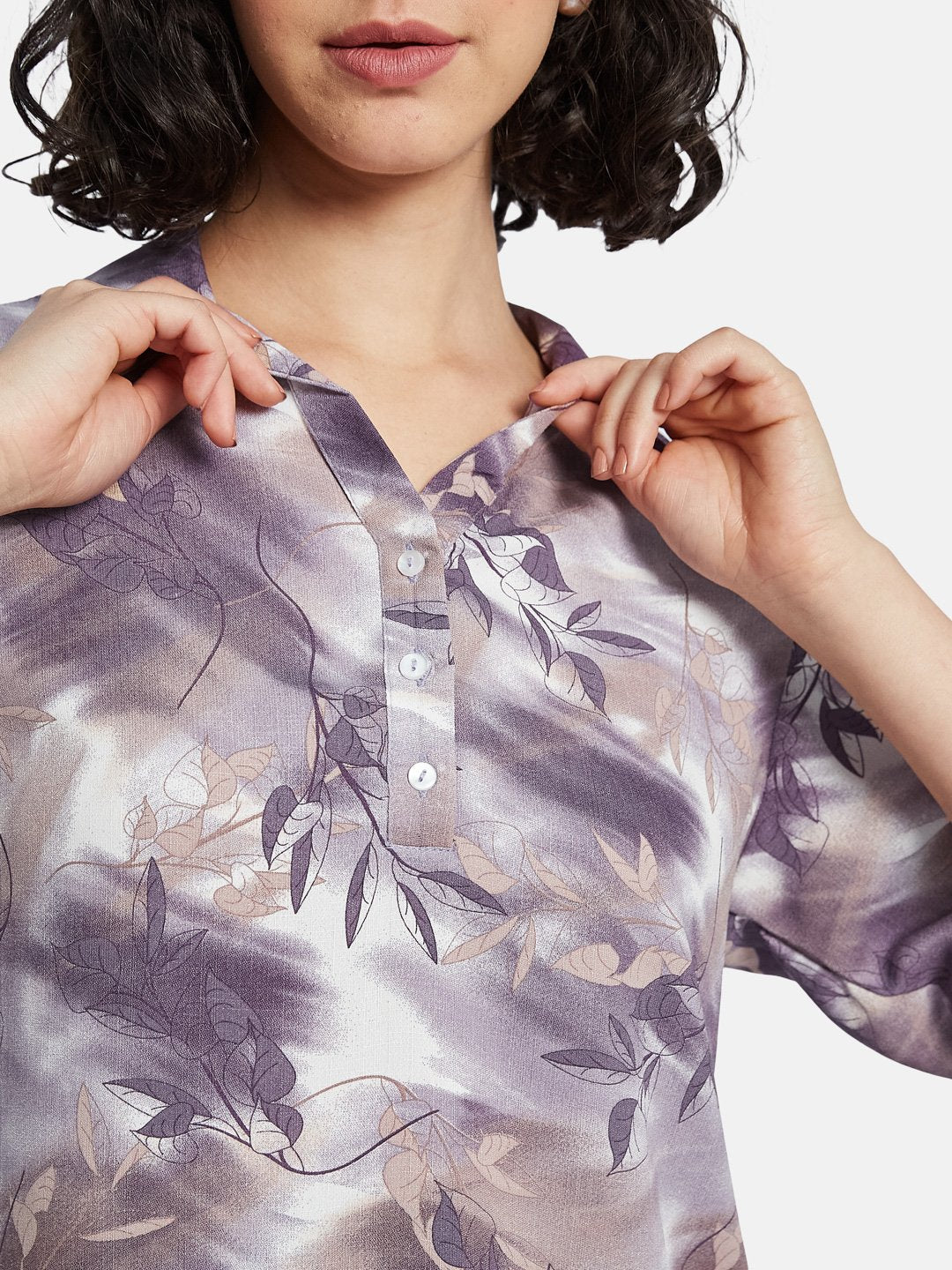 METTLE Floral Print Cotton Shirt Style Top