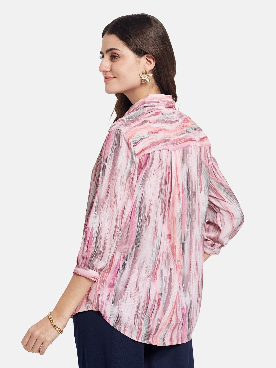 METTLE Women Abstract Print Cotton Shirt Style Top