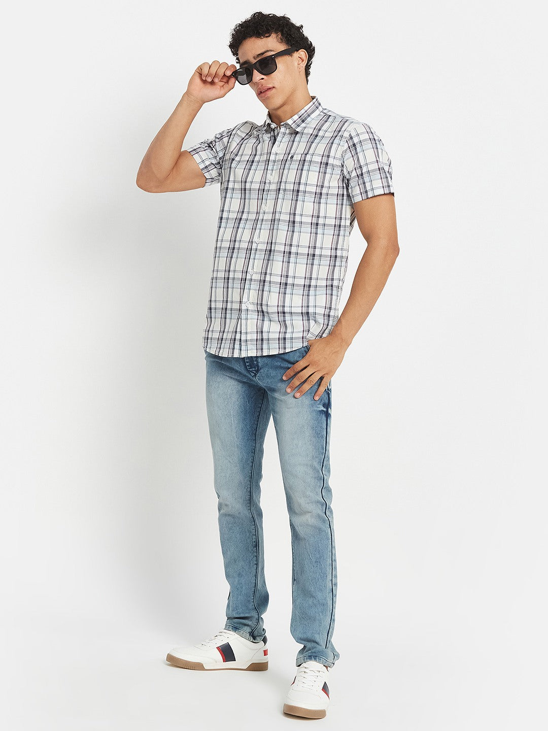 METTLE Checked Short Sleeves Cotton Shirt