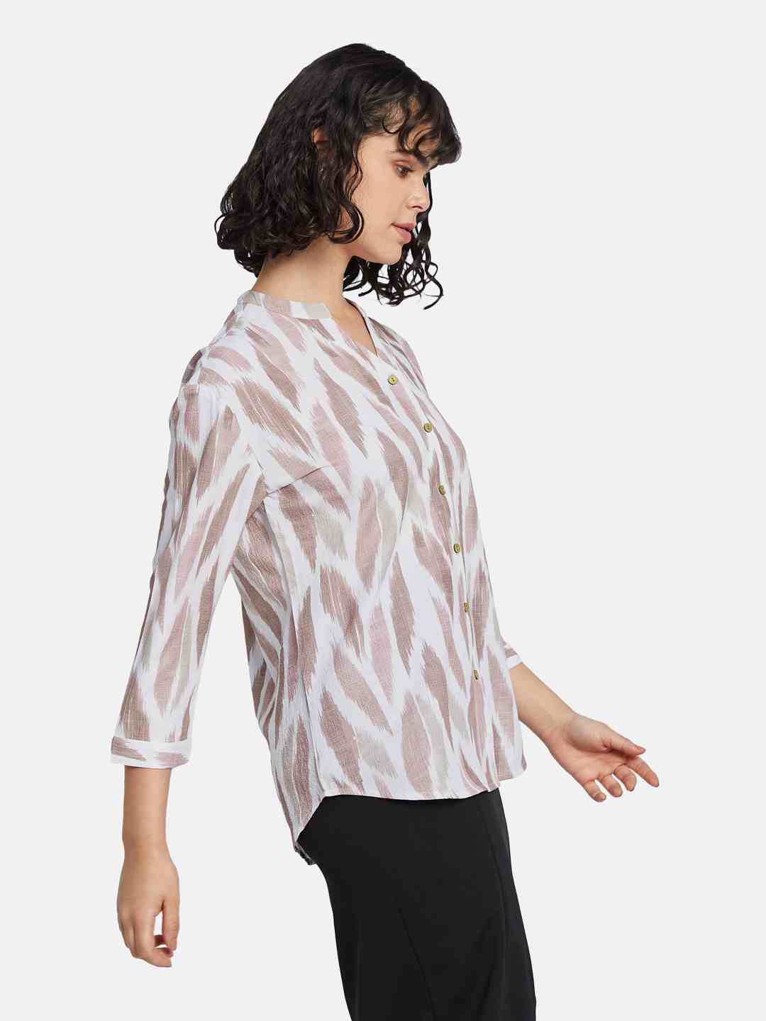 METTLE Floral Print Cotton Shirt Style Top
