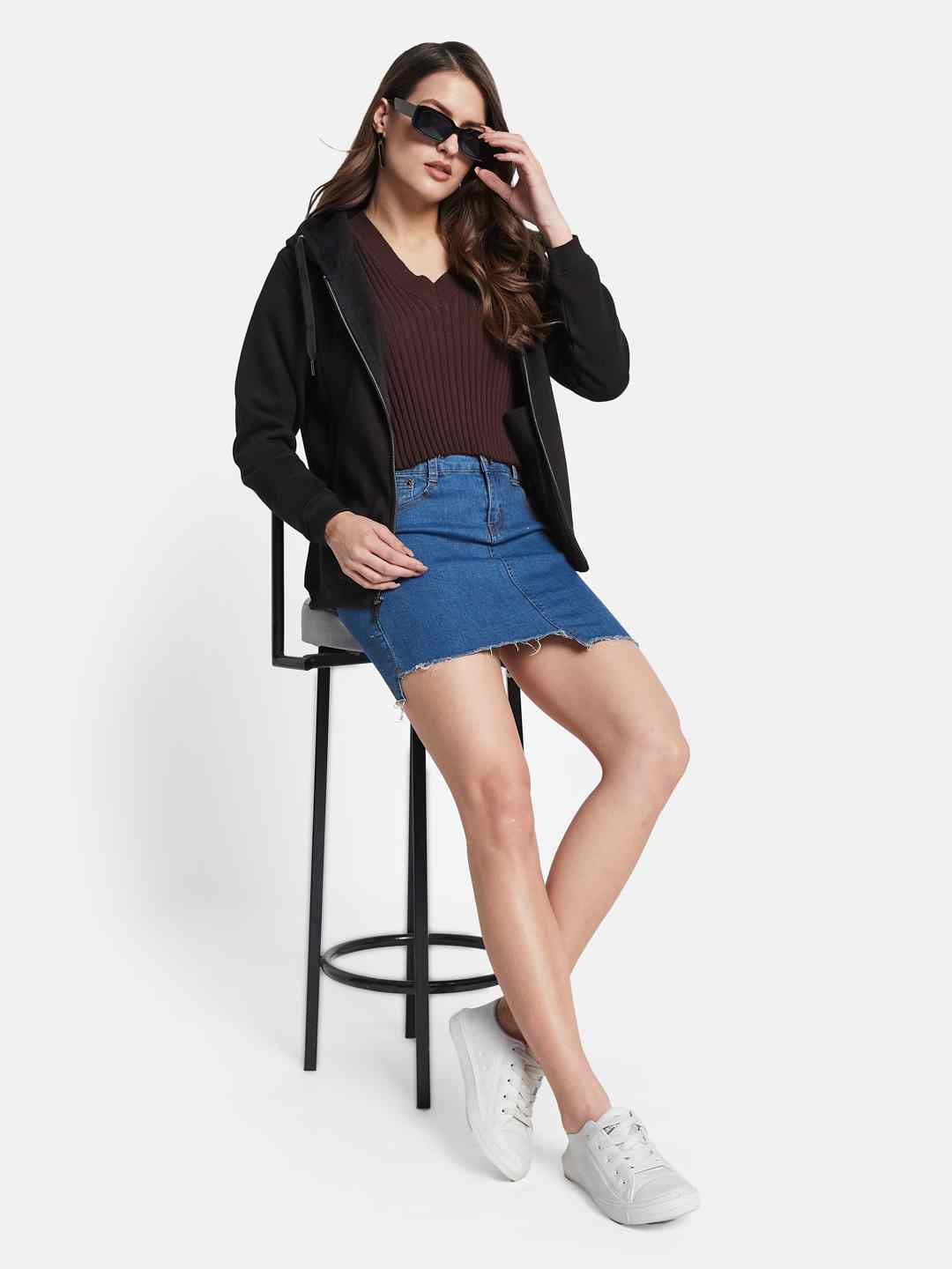 METTLE Women Hooded Front-Open Sweatshirt