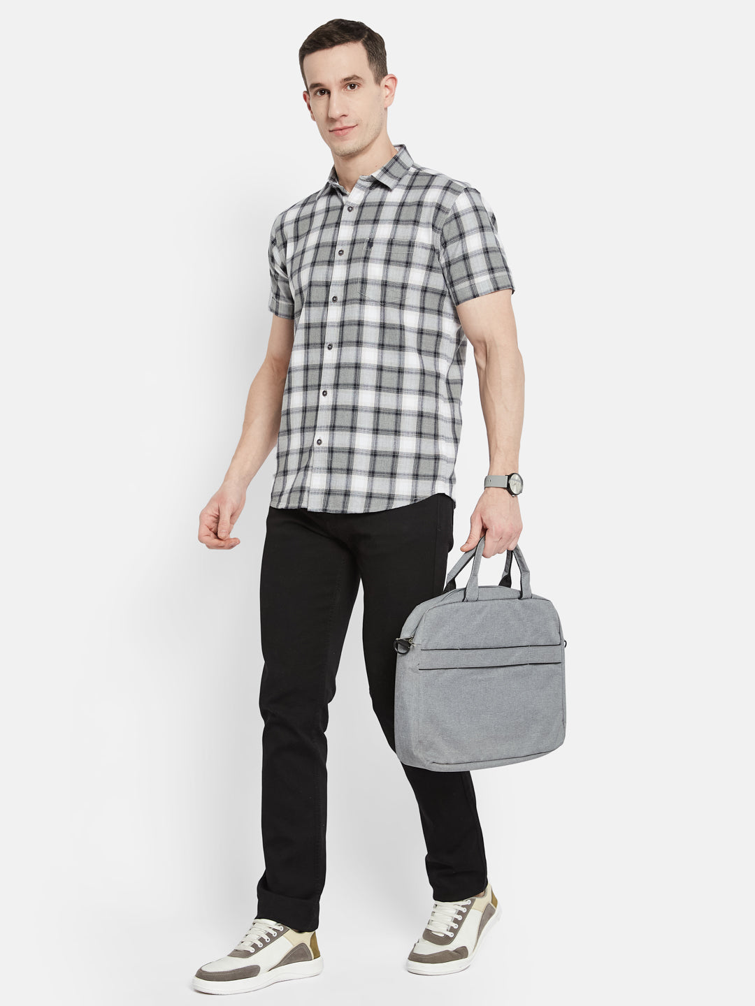 METTLE Men Opaque Checked Casual Shirt