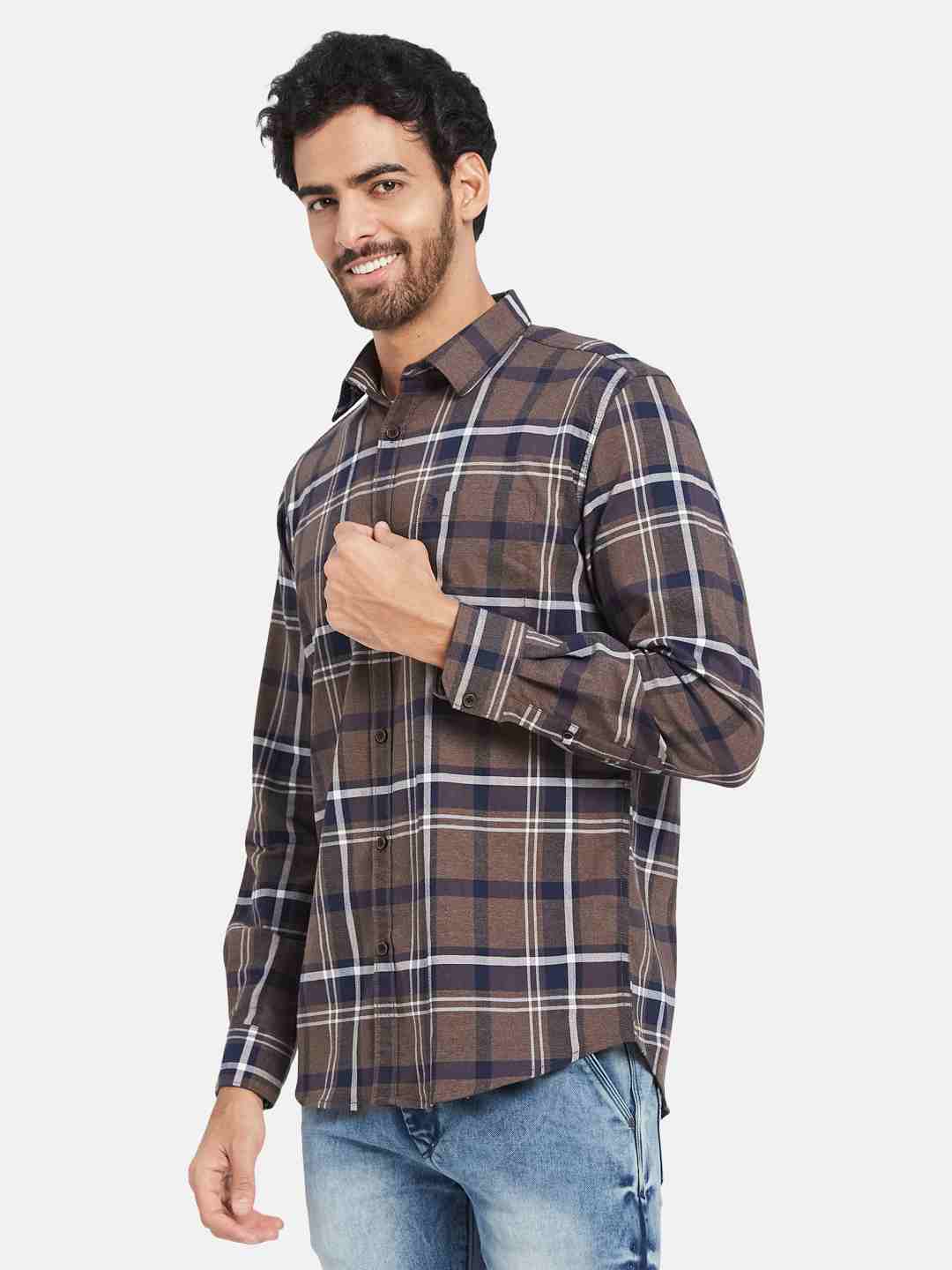 Mettle Tartan Checked Cotton Casual Shirt