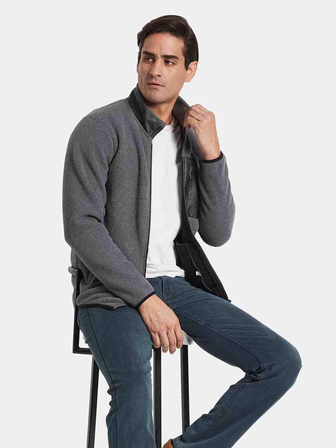Octave Men Mock Pocket Front-Open Sweatshirts