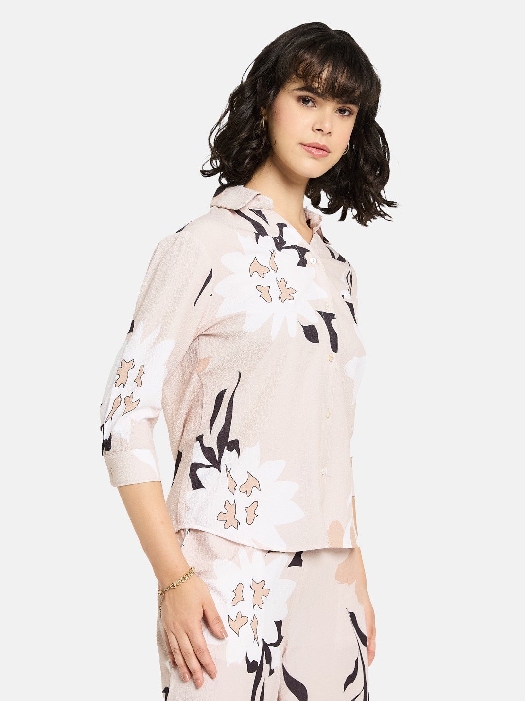 METTLE Women Floral Printed Polo Collar T-shirt