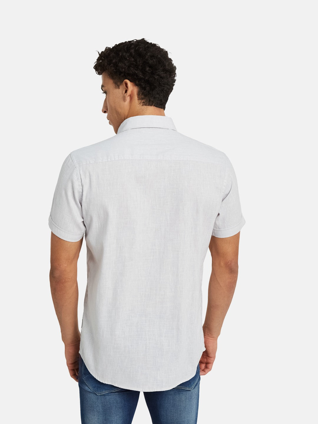 METTLE Men Solid Spread Collar Cotton Casual Shirt