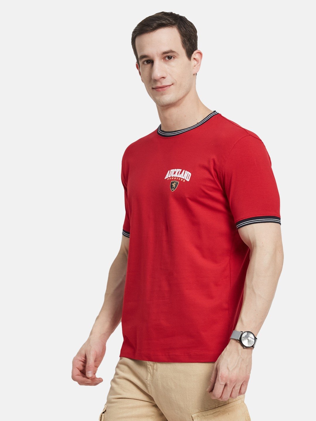 BACK PRINT ROUND NECK SINGLE JERSEY KNIT LYCRA T-SHIRT