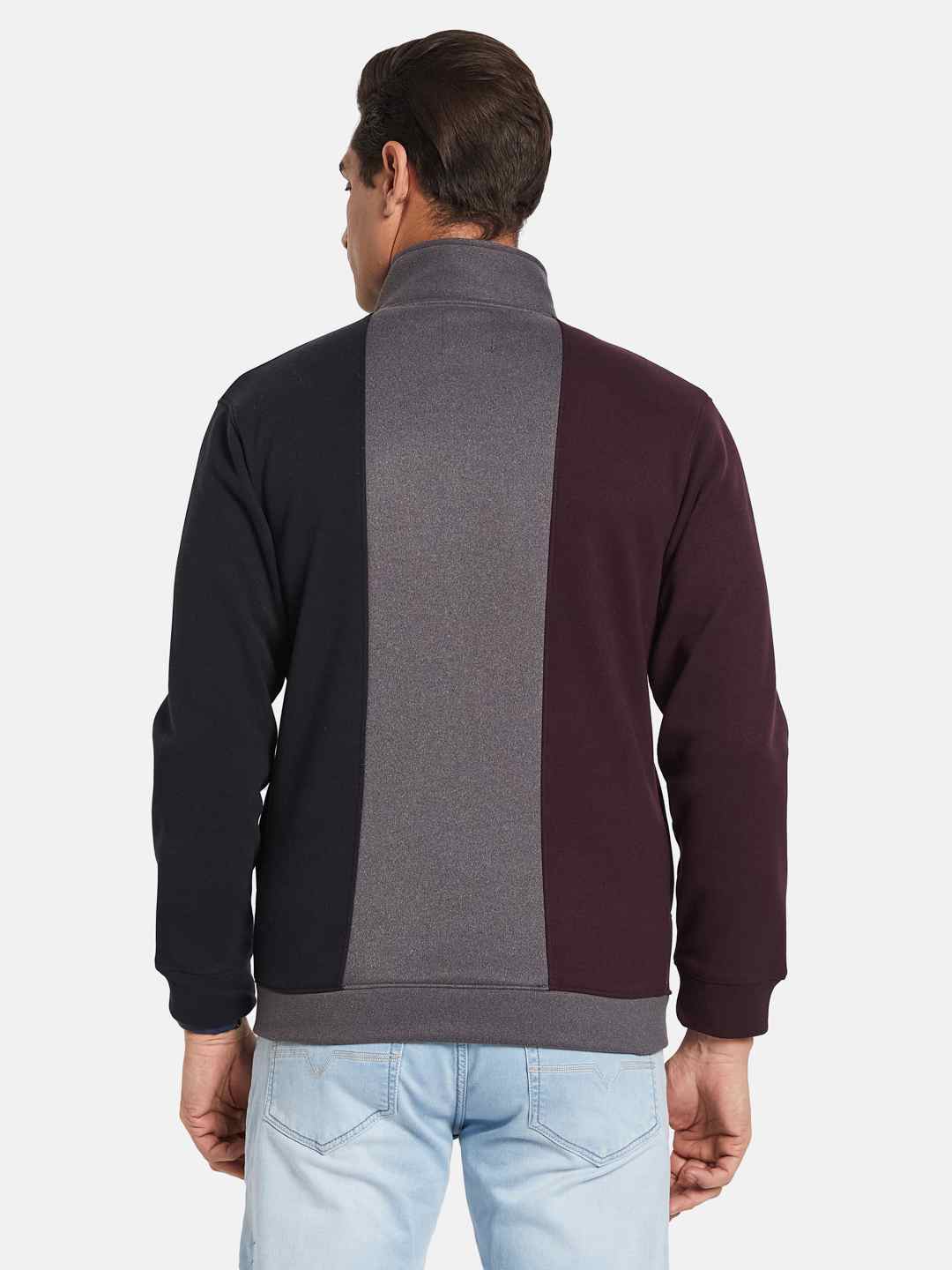 Octave Men Colourblocked Long Sleeves Sweatshirt