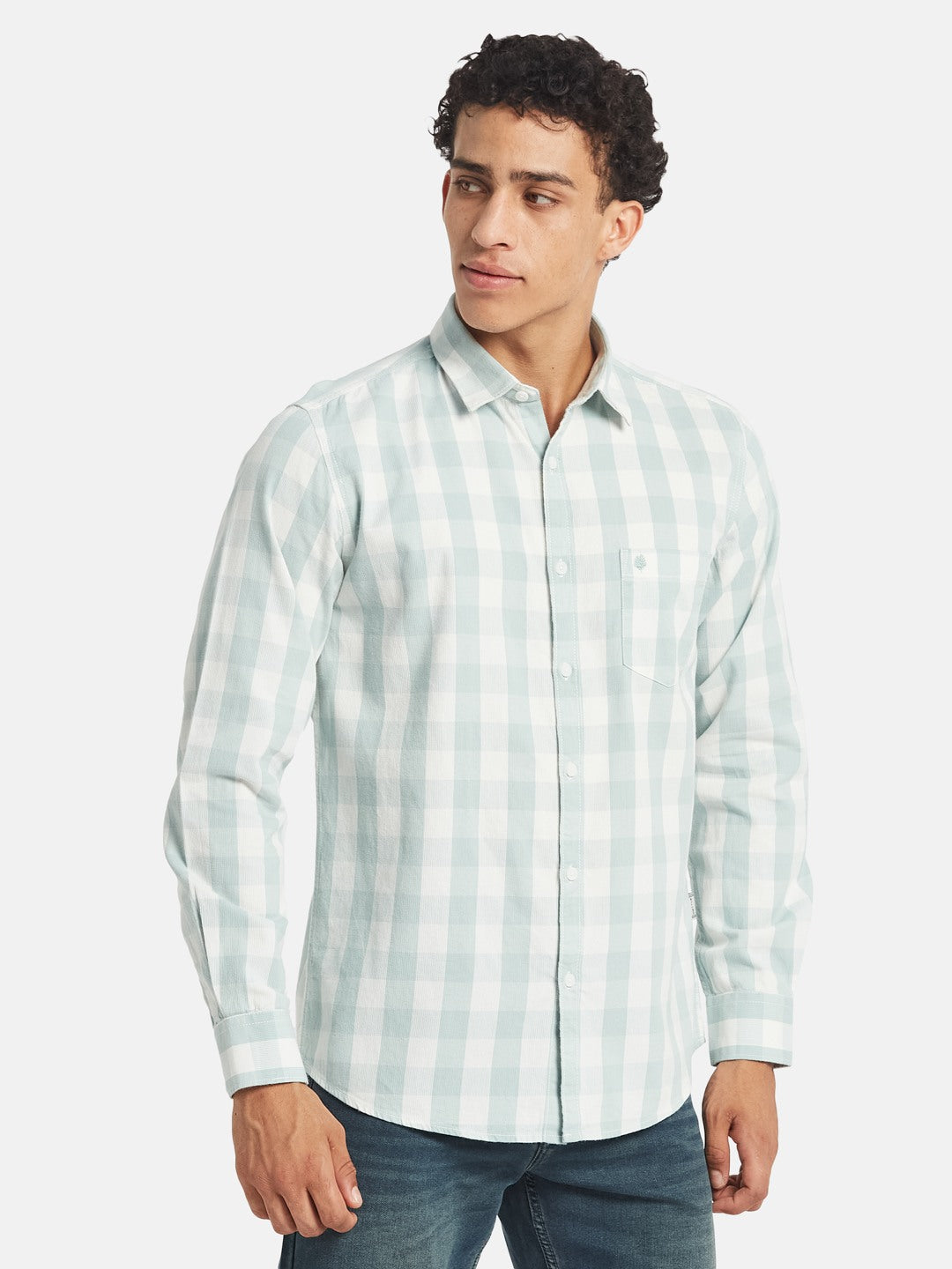 METTLE SS25 Checked Spread Collar Cotton Casual Shirt