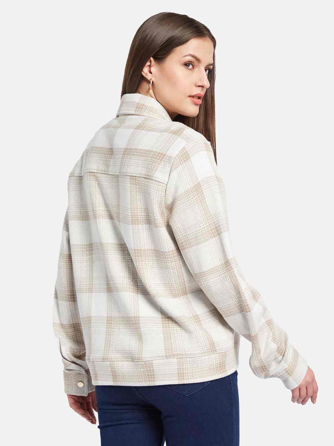 METTLE Women Spread Collar Checked Casual Shirt