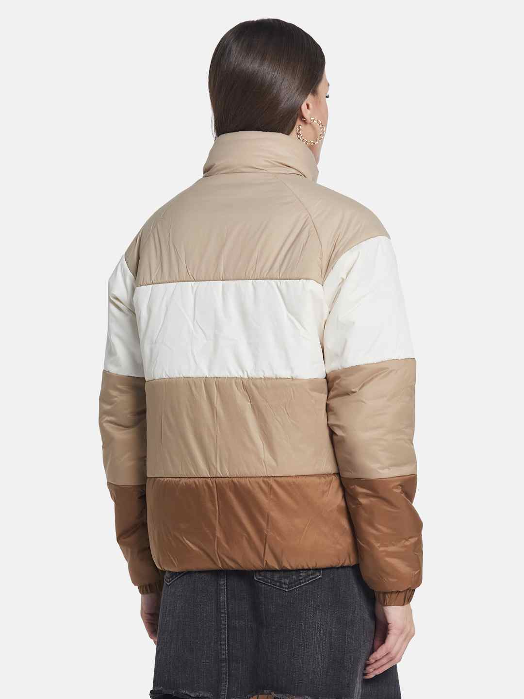 METTLE Women Colourblocked Padded Jacket