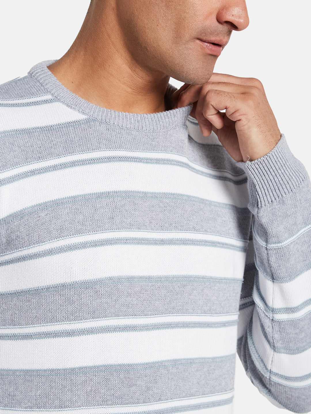 METTLE Men Striped Cotton Pullover