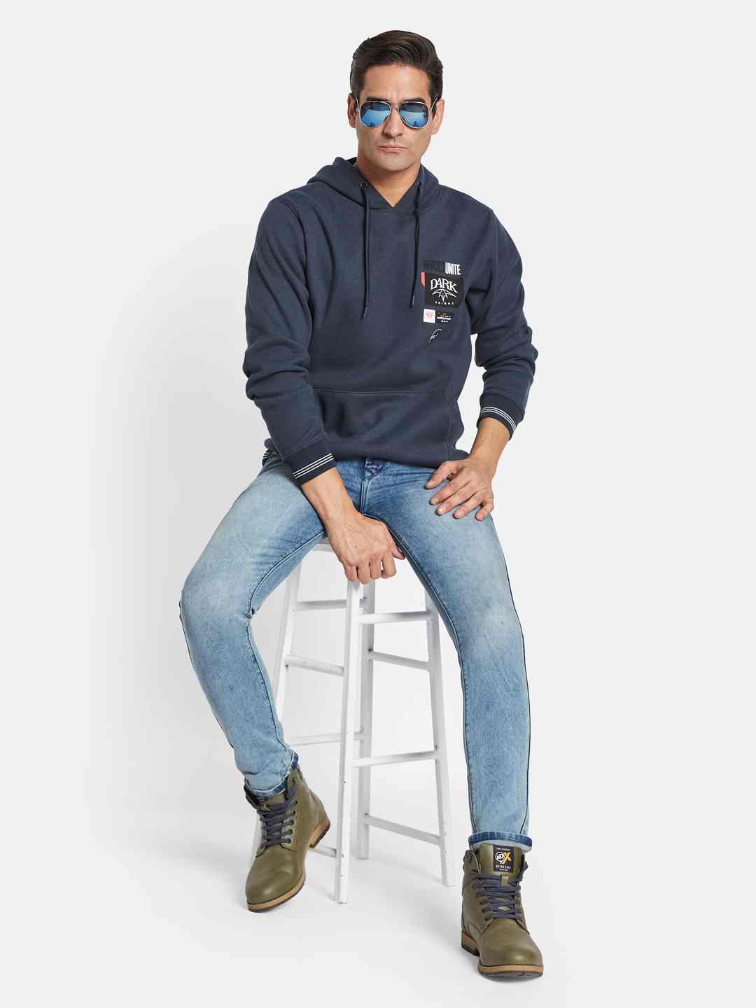 Octave Men Typography Printed Hooded Sweatshirt