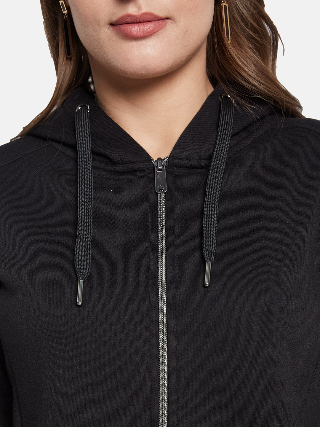 METTLE Women Hooded Front-Open Sweatshirt