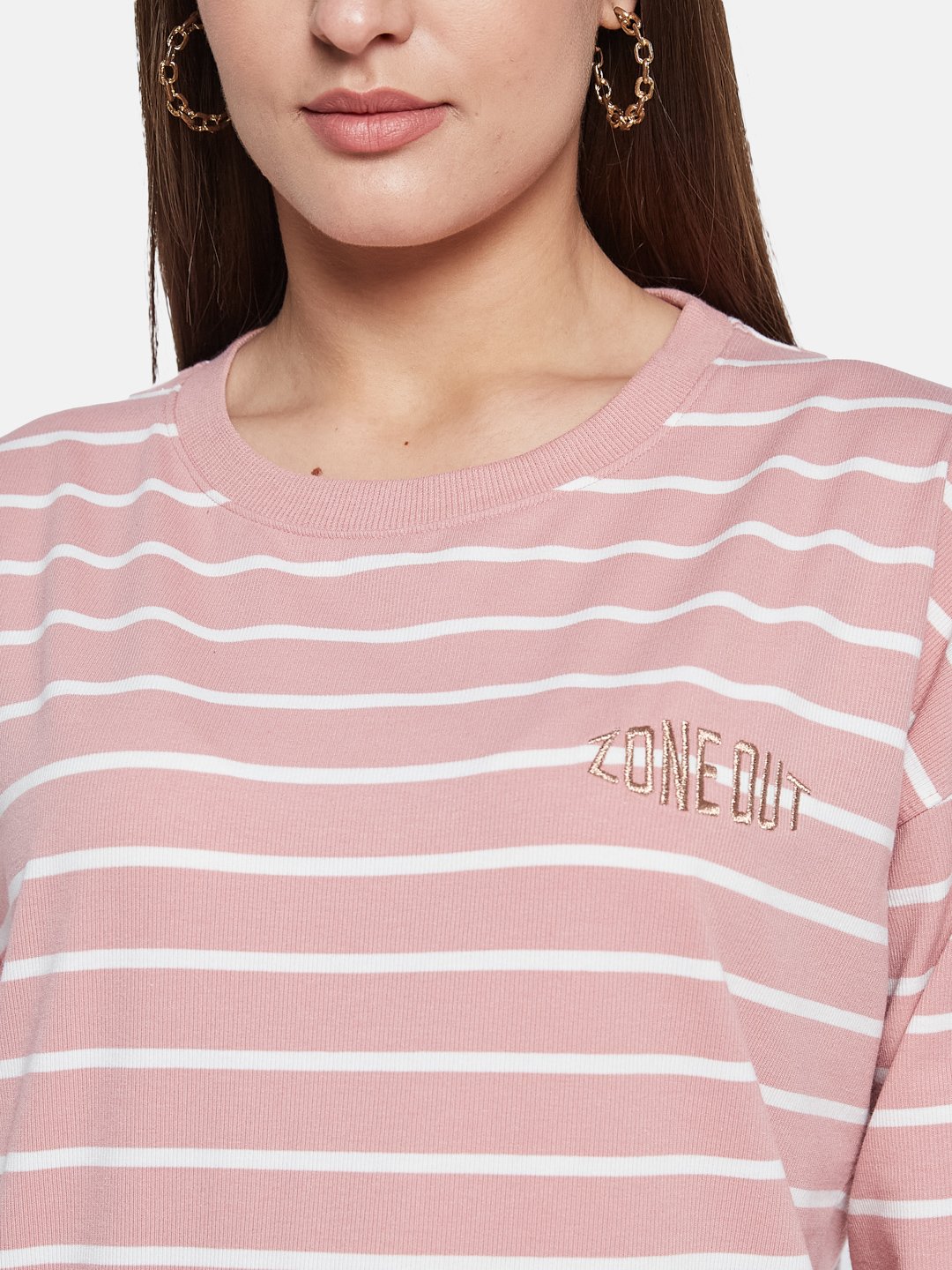 METTLE Women Striped Sweatshirt