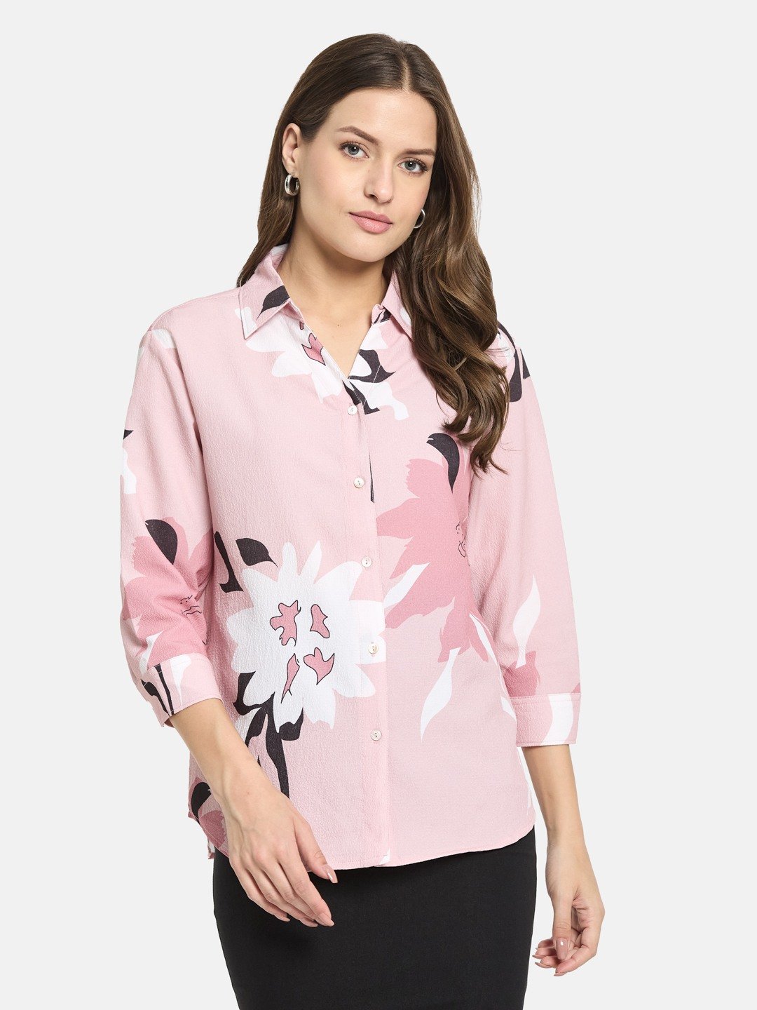 METTLE Women Floral Printed Polo Collar T-shirt