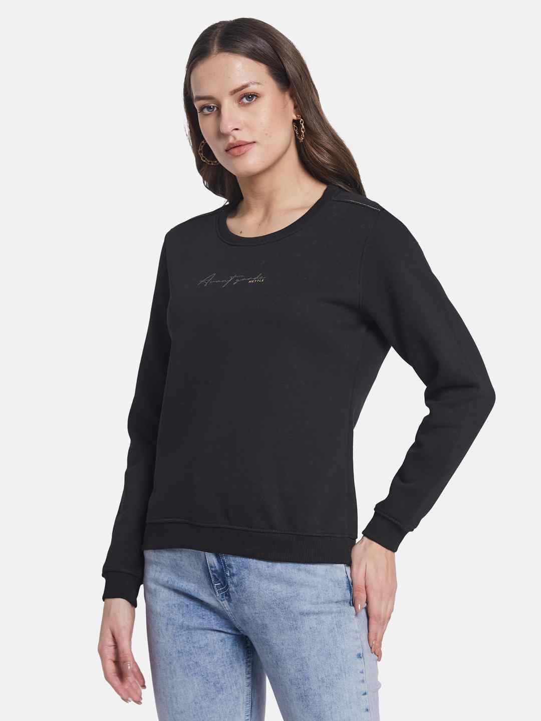 METTLE Women Round Neck Long Sleeves Sweatshirt