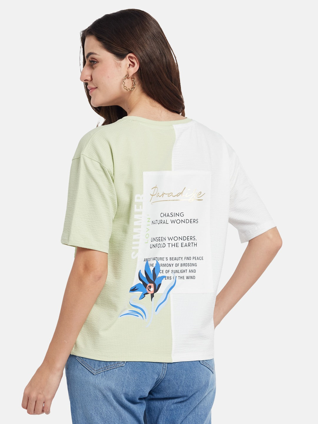 METTLE Colourblocked Round Neck Cotton T-shirt