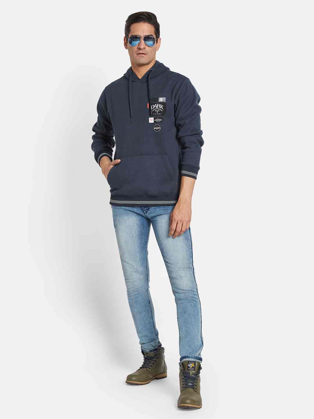 Octave Men Typography Printed Hooded Sweatshirt