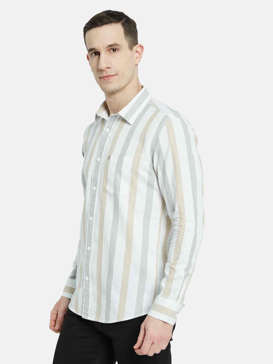 METTLE Men Multi Stripes Opaque Striped Casual Shirt
